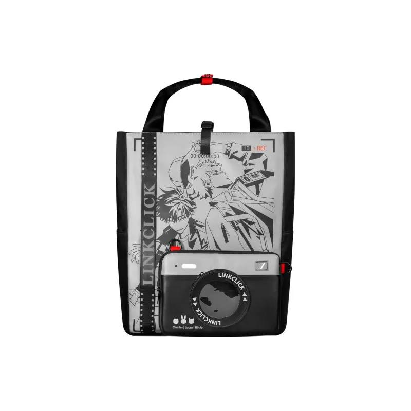 Ingyunshi Nylon Fabric Shoulder Bag Crossbody Bag Backpack Large Size Unisex Black/Gray/Red-6
