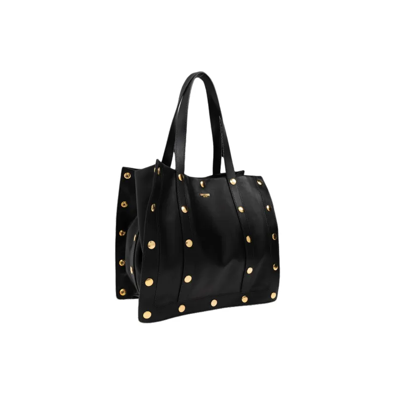 MOSCHINO Leather Tote Bag Shopping Bag Shoulder Bag Handbag Women's Black-1