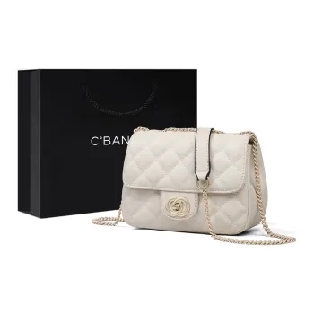 C°BANNER Cow Leather With Synthetic Leather One Shoulder Crossbody Bag, Small Square Bag Regular Women's White