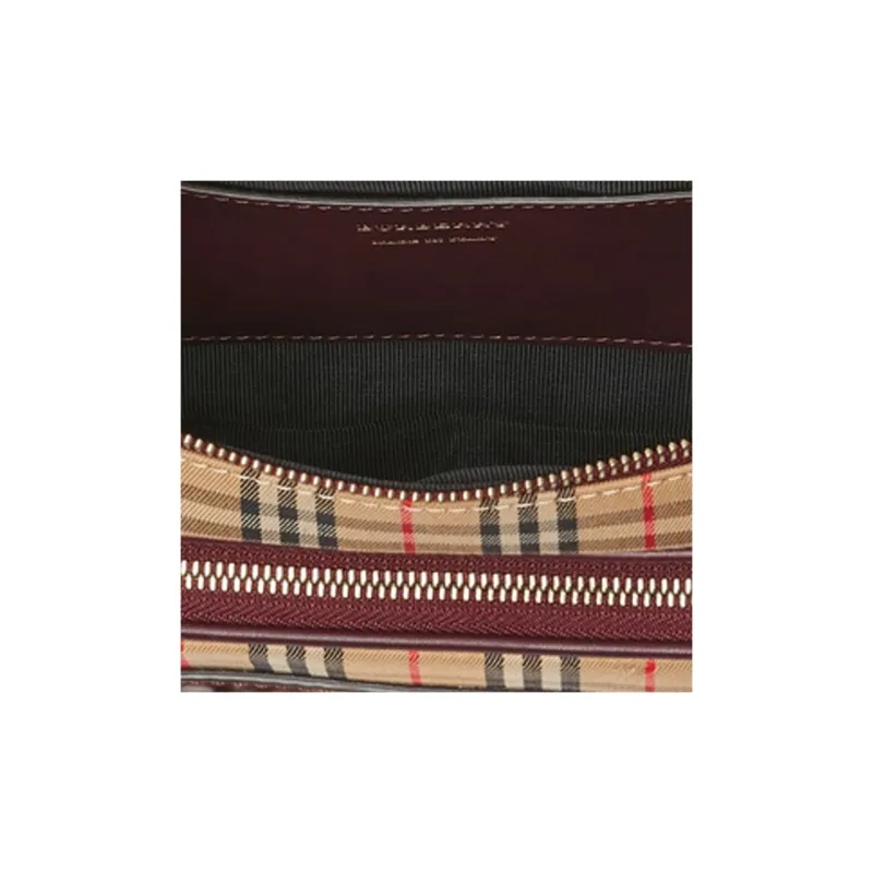 Burberry Cow Leather Crossbody Backpack Fanny Pack Large Size Men's Red Plaid-4
