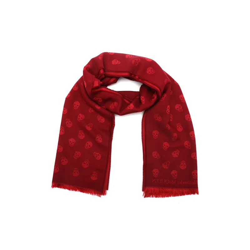 Alexander McQueen Wool Mulberry Silk Knit Scarves Unisex Dark Red-2