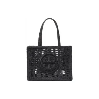 TORY BURCH Ella Raffia Handbag Small Size Women's Black