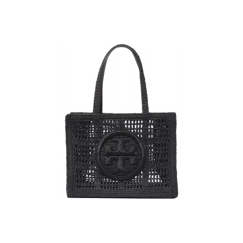 TORY BURCH Ella Raffia Handbag Small Size Women's Black-0