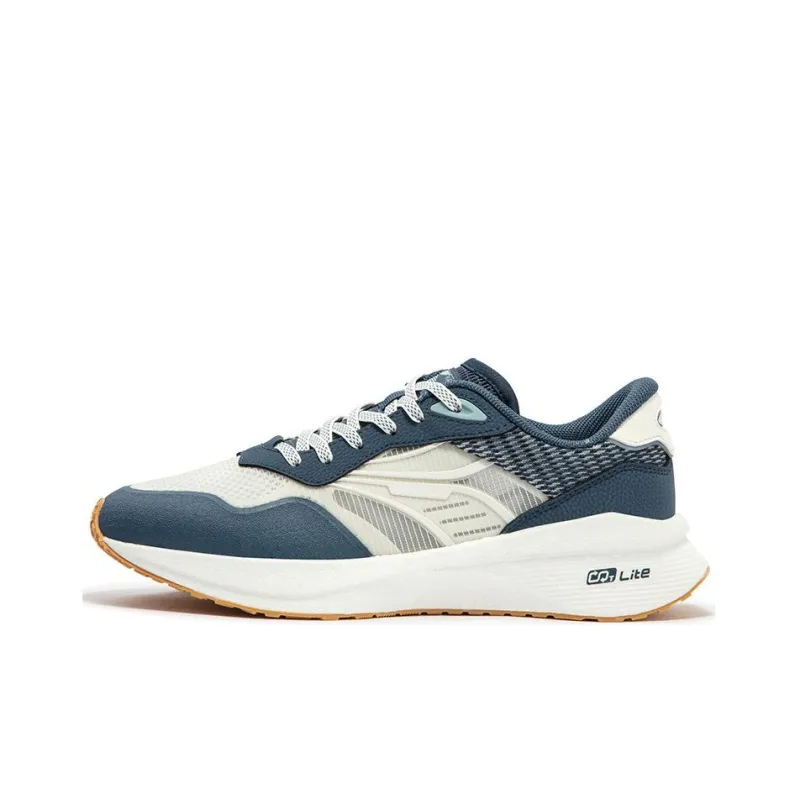 361° Wear Resistant Low Top Casual Running Shoes Men's White Blue-0