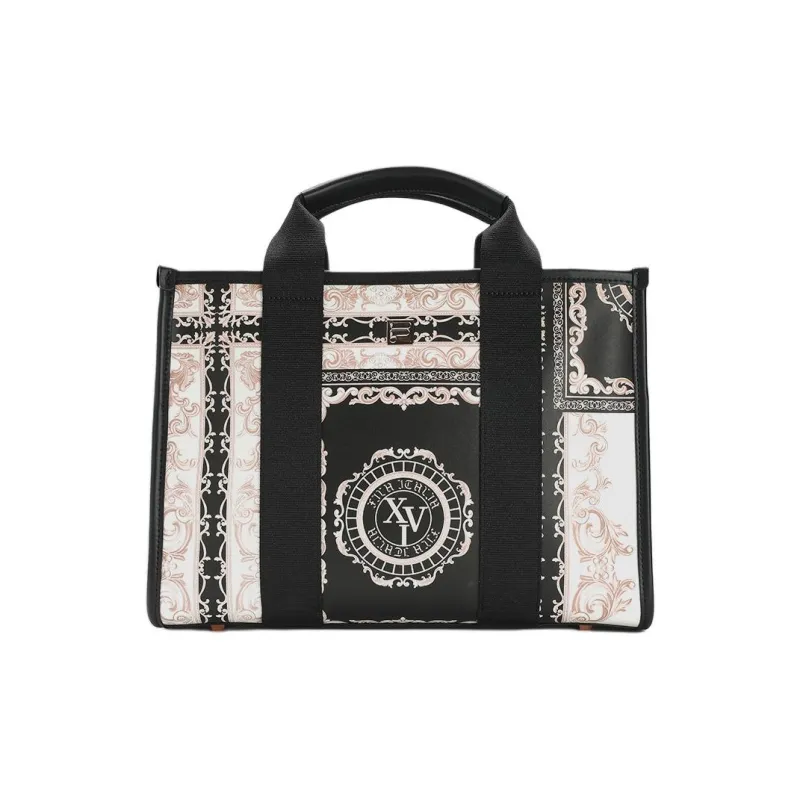 FILA Polyurethane Tote Bag, Shopping Bag, Shoulder Bag, Handbag Extra Small Women's Black-3