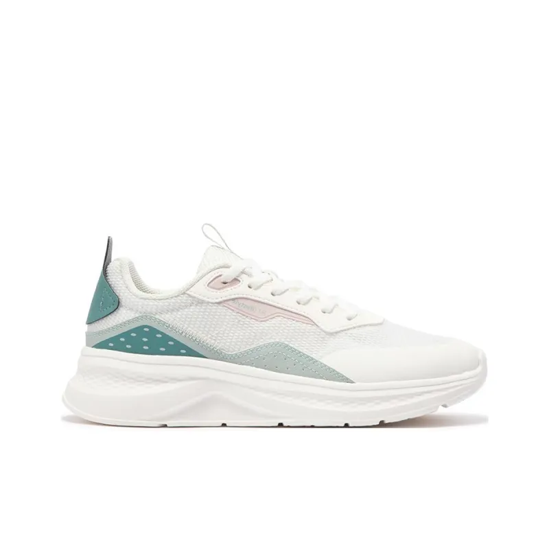 361° Abrasion Resistant Breathable Low Top Casual Running Shoes Women's White Green-1