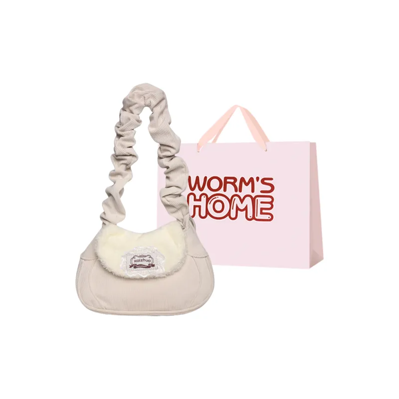 Worm's Home Canvas Crossbody Bags Shoulder Bags Handbags Regular Women's White-0