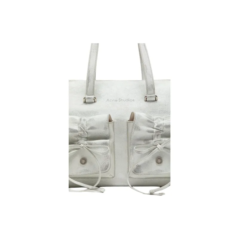 Acne Studios Brushed Leather One Shoulder Handbag Women's White & Gray-3