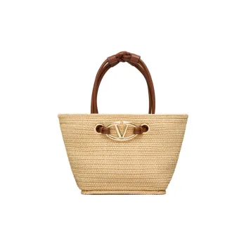 Valentino GARAVANI Synthetic Raffia Tote Bag, Shopping Bag, Handbag Small Size Women's Natural