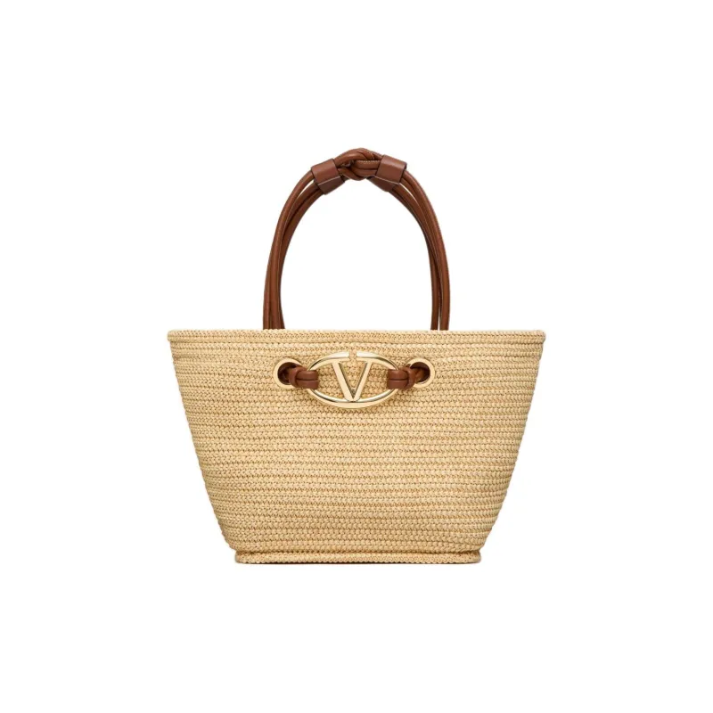Valentino GARAVANI Synthetic Raffia Tote Bag, Shopping Bag, Handbag Small Size Women's Natural-0