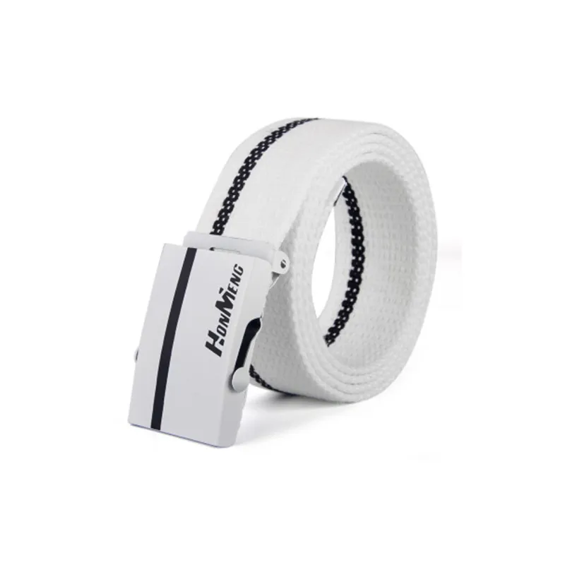 Mulinsen Stripes Korean Style Automatic Buckle Canvas Trendy Denim Nylon Belt Unisex Width 3.8cm-2