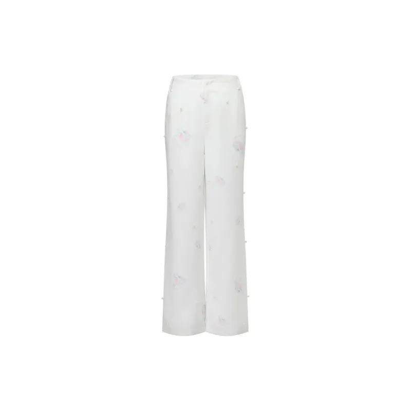 Three Quarters Casual Pants Women's White-0