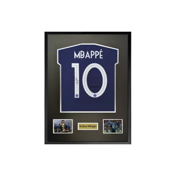 Three For Mbappé 2018 World Cup France Championship Winning Signed Soccer Apparel Jersey Included SA Certificate Framed