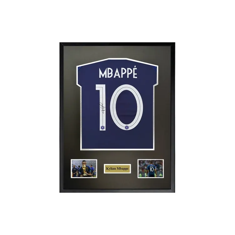 Three For Mbappé 2018 World Cup France Championship Winning Signed Soccer Apparel Jersey Included SA Certificate Framed-0