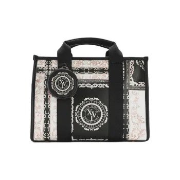 FILA Polyurethane Tote Bag, Shopping Bag, Shoulder Bag, Handbag Extra Small Women's Black