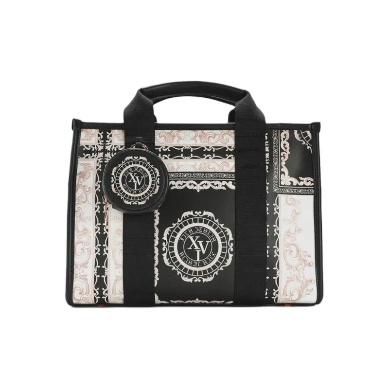 FILA Polyurethane Tote Bag, Shopping Bag, Shoulder Bag, Handbag Extra Small Women's Black-0