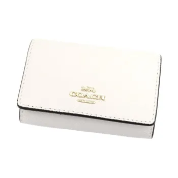 COACH Leather Coin Purse Key Pouch Women's White