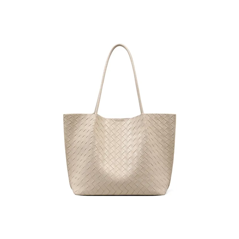 C°BANNER Cow Leather With Synthetic Leather Shoulder Bag Tote Women's Milkshake White/Classic Black-5