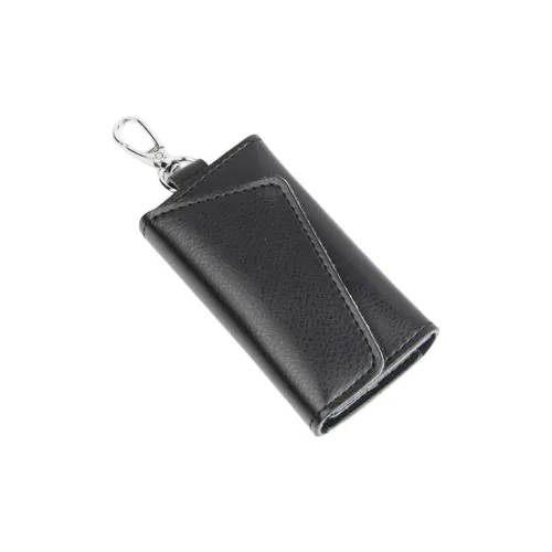 OUZIHUANG Cow Leather Key Pouch Mini Unisex Black/Purple/Red/Caramel
