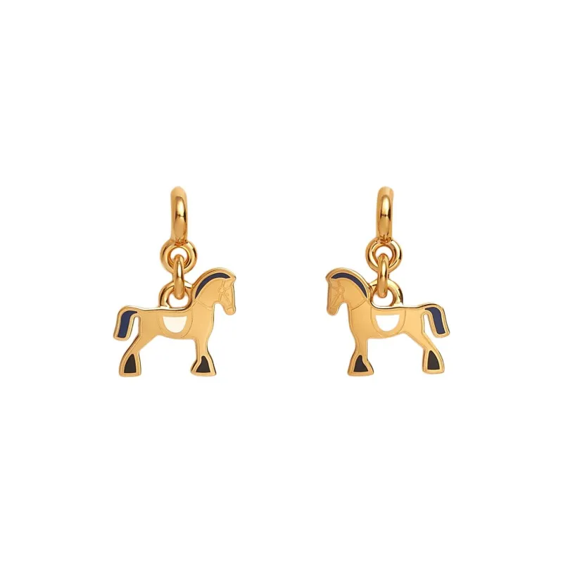 HERMES Metal Gold Plated Earrings Unisex Gold-0