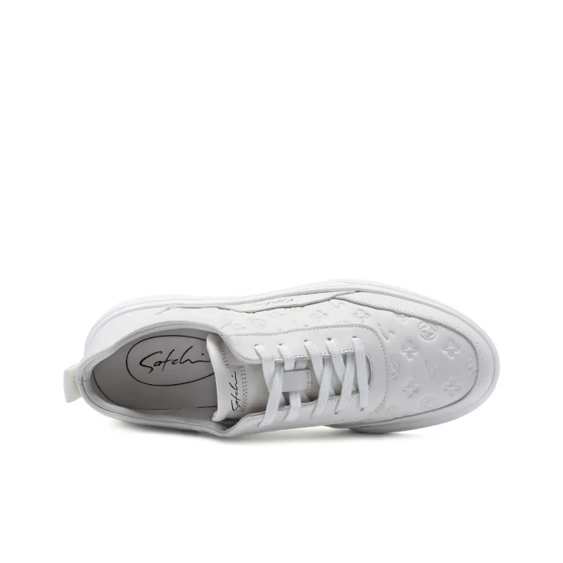 Satchi Anti Slip Wear Resistant Lightweight Breathable Low Top Skateboard Shoes Men's White-3