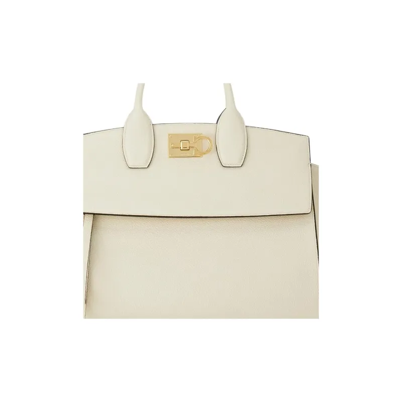 FERRAGAMO Studio Calfskin One Shoulder Handbags Medium Size Women's Ecru-5