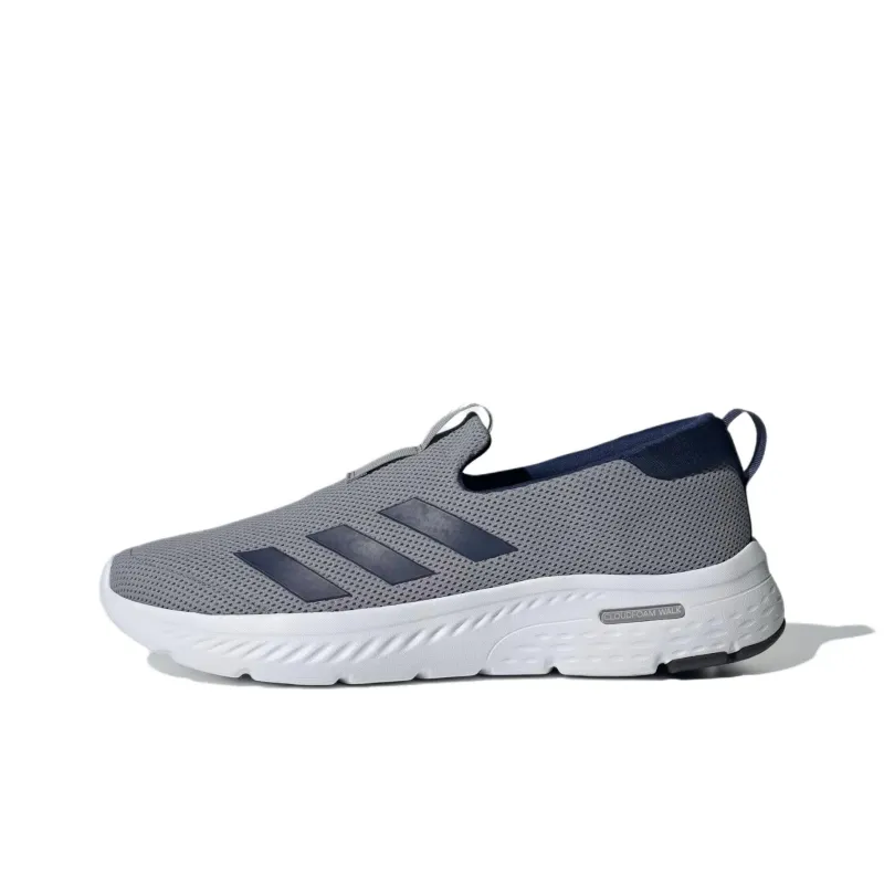 Adidas Cloudfoam Anti Slip And Wear Resistant Breathable Low Top Casual Shoes Men's Gray Blue White-0
