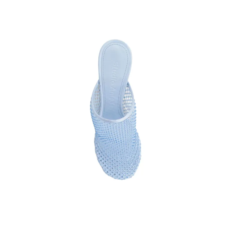 STUDIO AMELIA Closed Toe Slippers 8cm Women's Blue-3