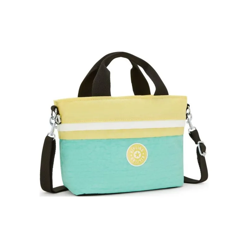 Kipling Recycled Polyamide Portable Crossbody Bag, Shoulder Bag Unisex Yellow & Cyan-1