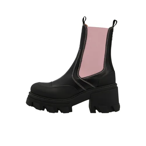 GANNI Chelsea Boots Women's Black/Pink