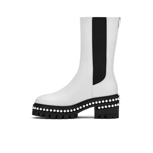 Stuart Weitzman Chelsea Boots Women's White/Black