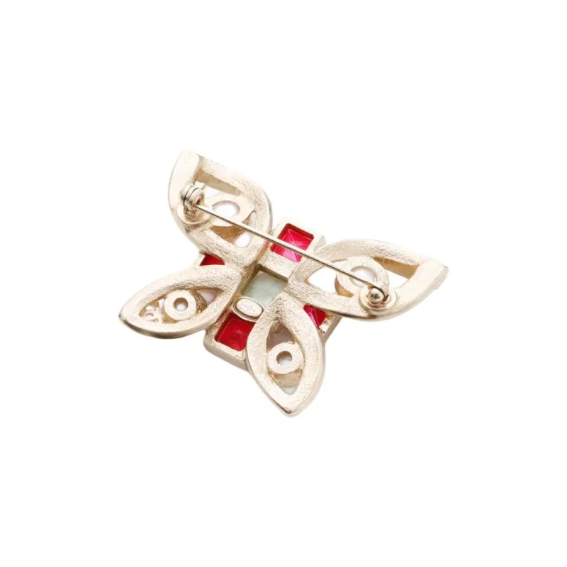 CHANEL Pre Owned 2016 Butterfly Faux pearl Brooch-3