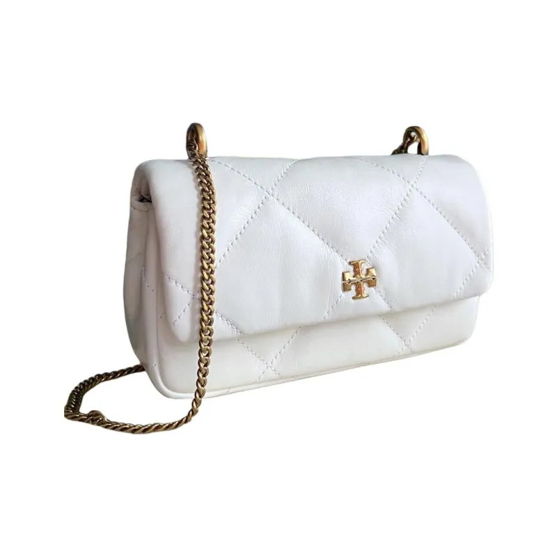 TORY BURCH Mini Kira Diamond Quilt Flap Bag Blanc-1