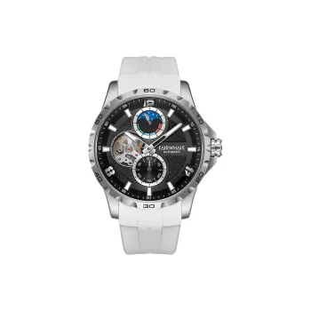 FAIRWHALE Automatic Mechanical Movement Rubber Strap Watch Men's Watches Black Dial
