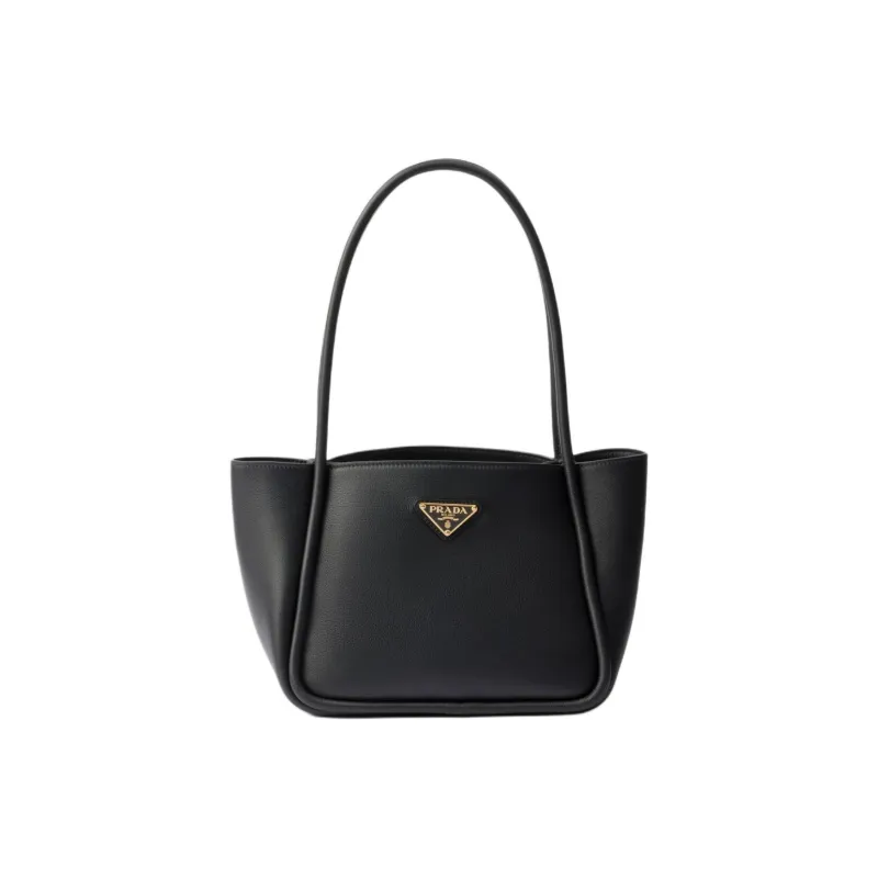PRADA Grain Leather One Shoulder Handbag Mini Women's Black-0