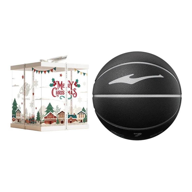 Erke Rubber Basketball Black Silver Size 7 Ball Training Unisex-8