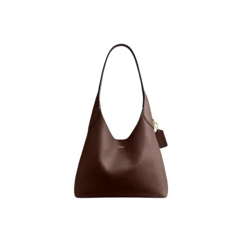 COACH Brooklyn Grain Leather Hobo Bag, Handbag, Shoulder Bag Women's Maple Brown