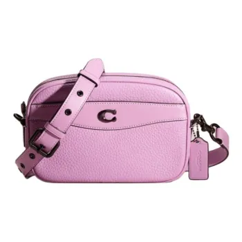 COACH Camera Pebble Leather Camera Bag, Shoulder Bag, Crossbody Bag Women's Purple