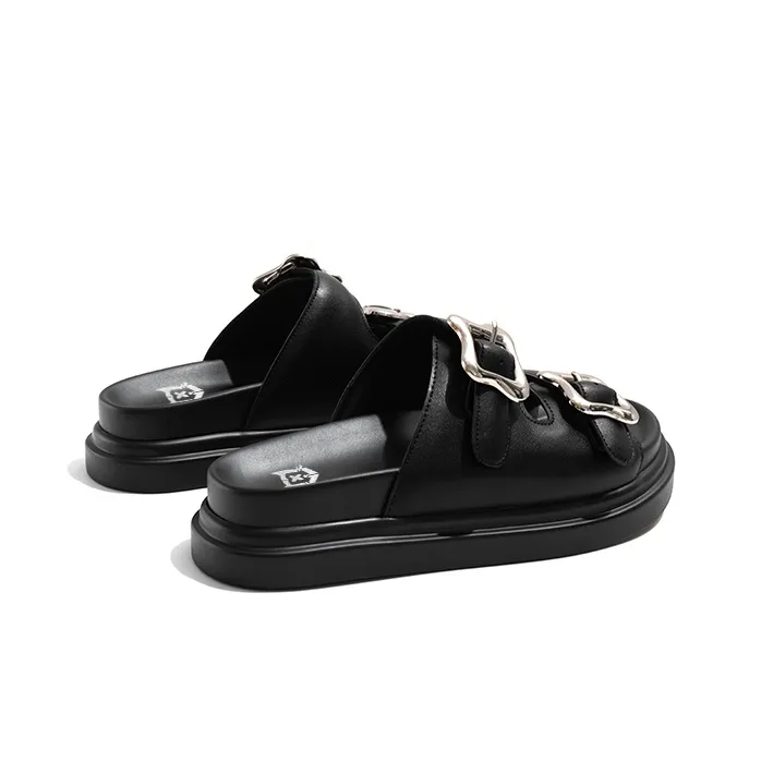 Old Meow Rubber Sole Slip Resistant Quick Dry Slide Slippers Women's Black-2