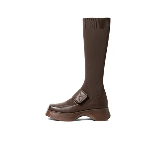 Q.VONTON Knee-high Boots Women's Dark Brown