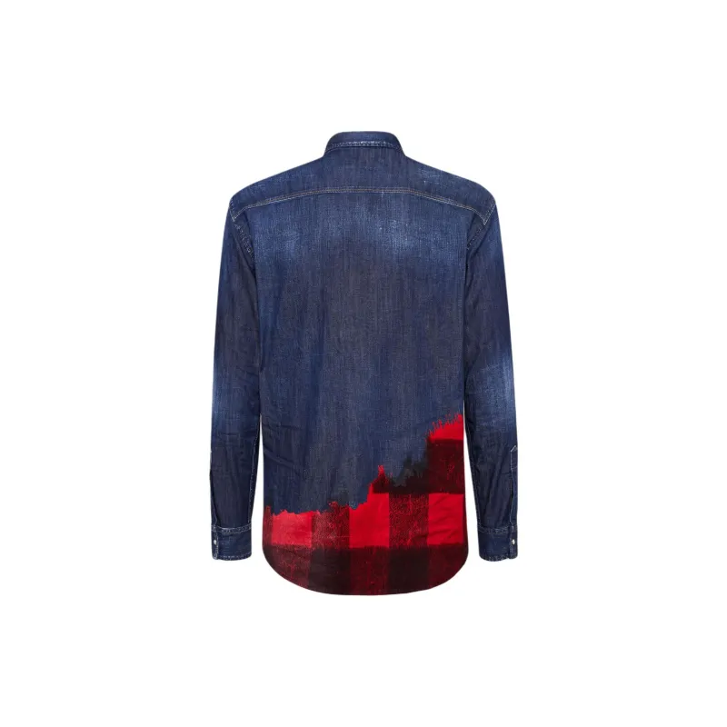 DSQUARED 2 Checked Long Sleeved Denim Shirt-1