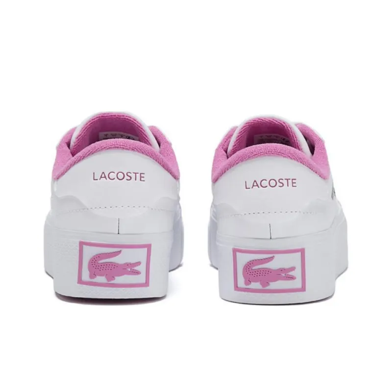 LACOSTE Slip Resistant Low Top Skateboard Shoes Women's White-3