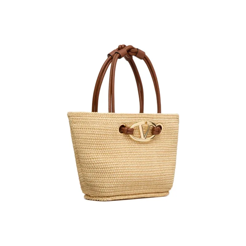Valentino GARAVANI Synthetic Raffia Tote Bag, Shopping Bag, Handbag Small Size Women's Natural-1