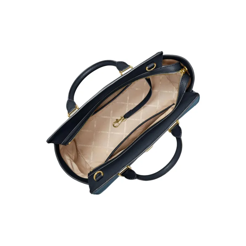 MICHAEL KORS Sylvia Leather Crossbody One Shoulder Handbag Medium Size Women's Marine Blue & Black-1
