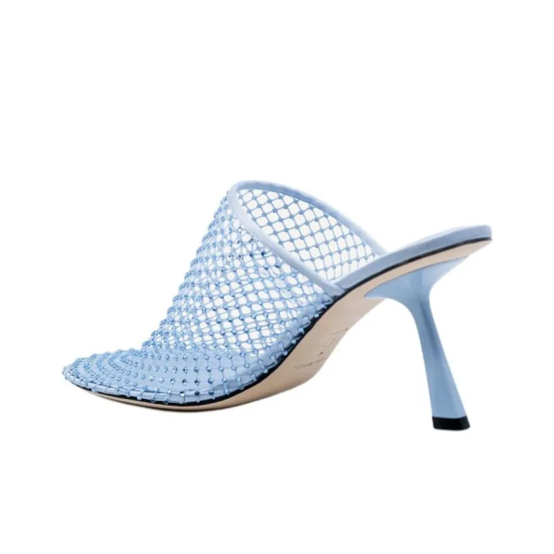 STUDIO AMELIA Closed Toe Slippers 8cm Women's Blue-2