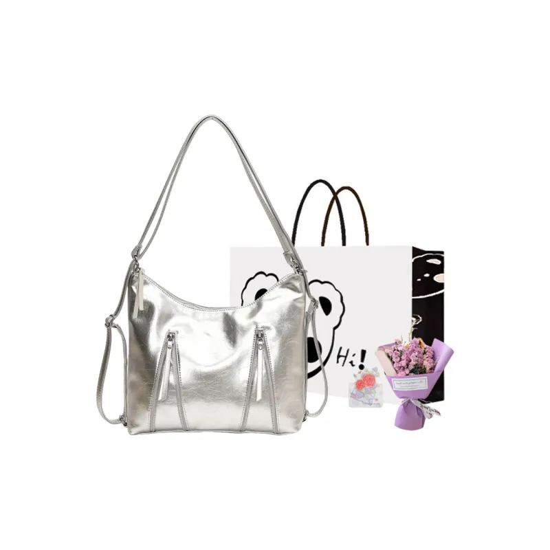 NX DOUGHNUT PU Backpack Women's White Silver Black-18