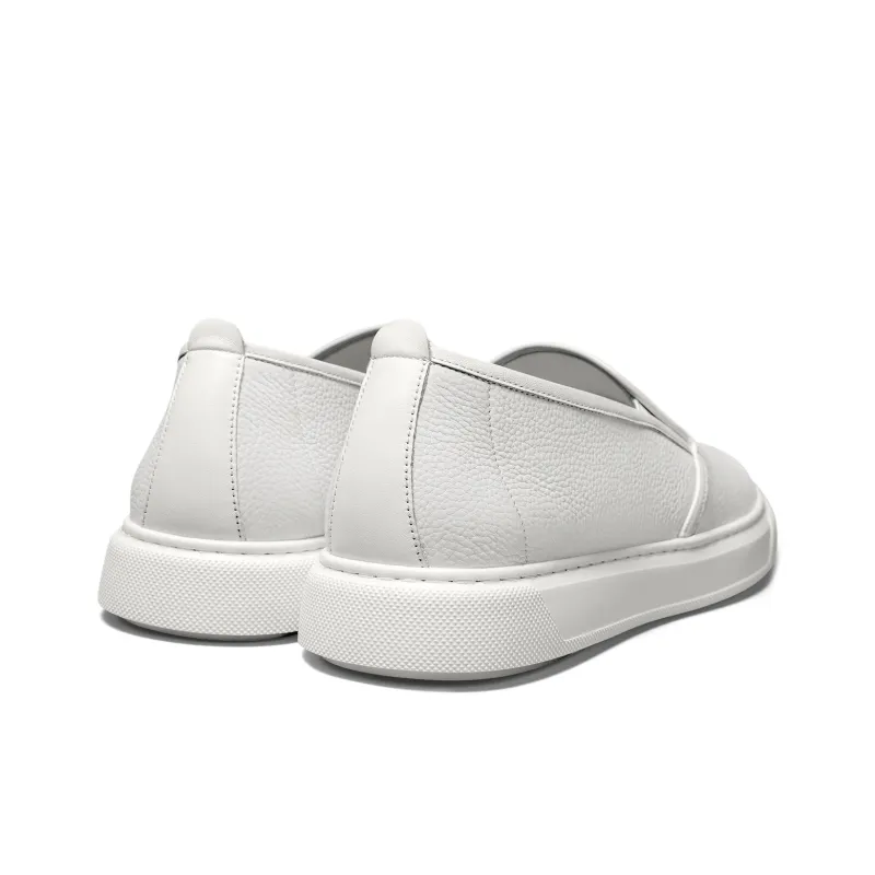 THOM WILLS Minimalist Style Versatile Slip on White Sneakers Casual Skateboard Shoes Men's-3