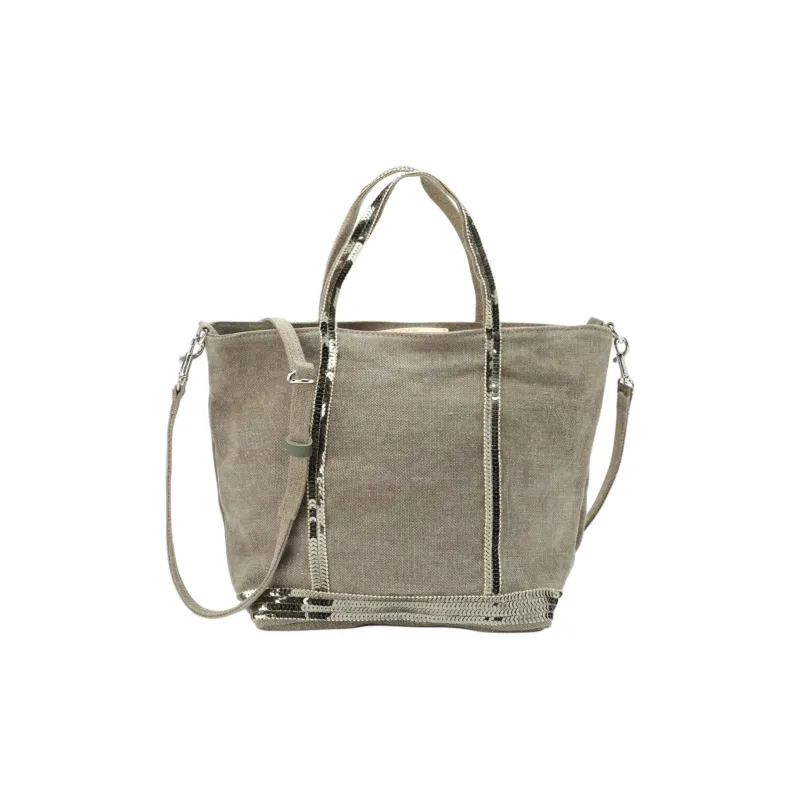 Vanessa Bruno Linen Tote Bag, Shopping Bag, Handbag Trumpets Women's Khaki-0