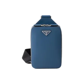 PRADA Saffiano Cow Leather Sling Bag Men's Blue