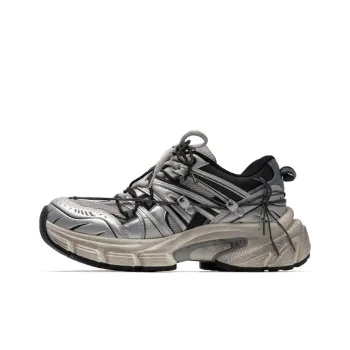 Mule Donkey Cushioned Wear-Resistant Breathable Low-Top Chunky Sneakers Unisex Silver